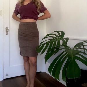 Medium Length Light Brown Soft Polyester Skirt